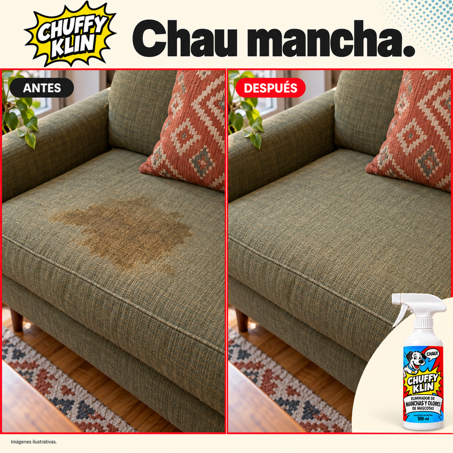 CHUFFY KLIN — Spray 3 en 1 para manchas y olor a pis de mascotas